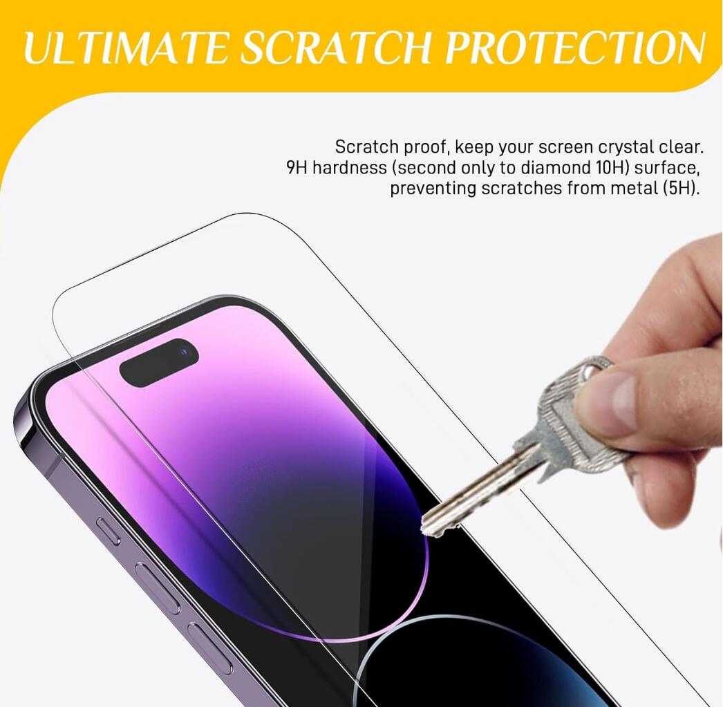 [2 Pack] Clear Tempered Glass Apple iPhone 15 Screen Protector