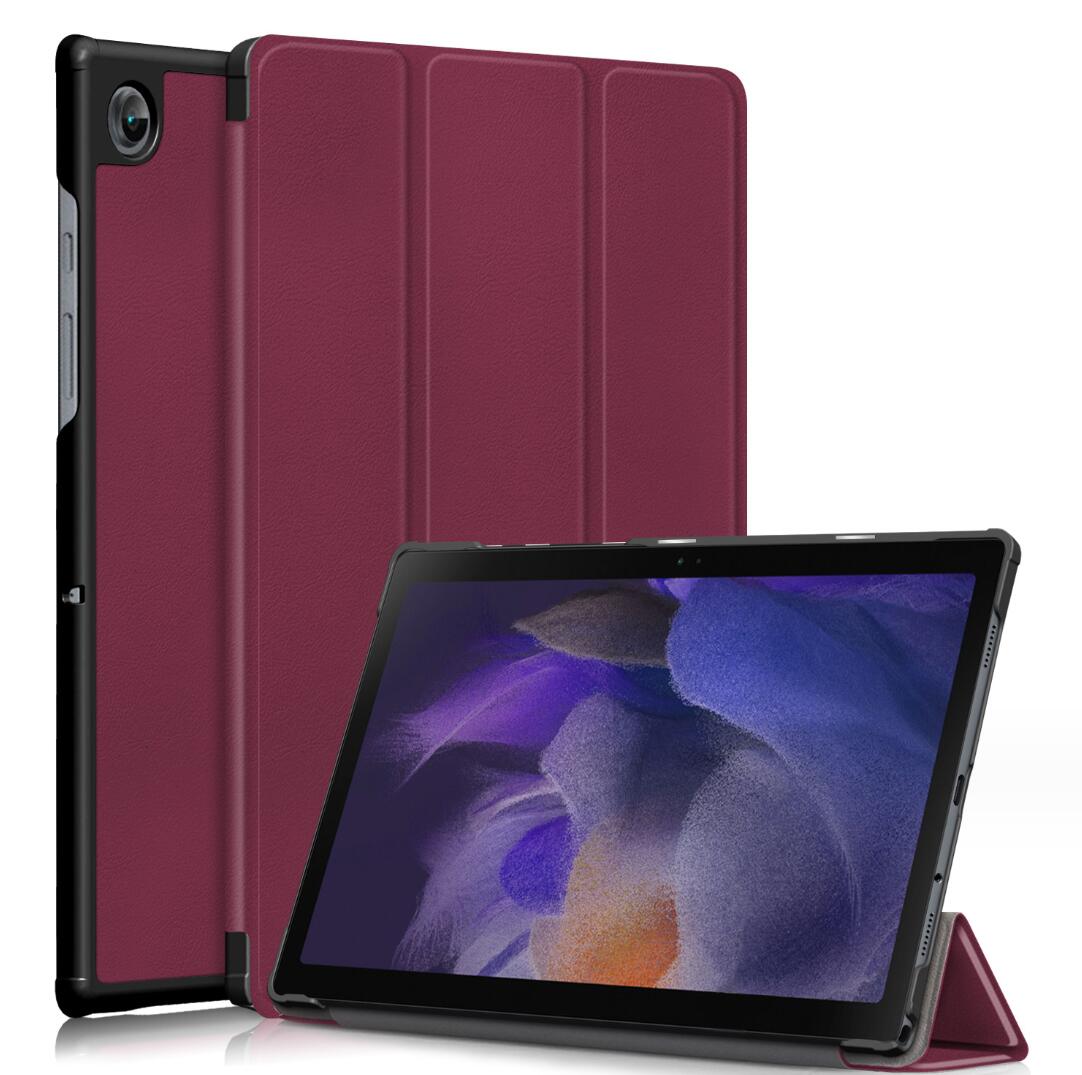 Tri-fold Caster Leather Samsung Galaxy Tab A8 Case Hard Shell Slim