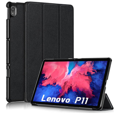 Tri-fold Caster Leather Lenovo Tab P11 (2021) Case Hard Shell Slim