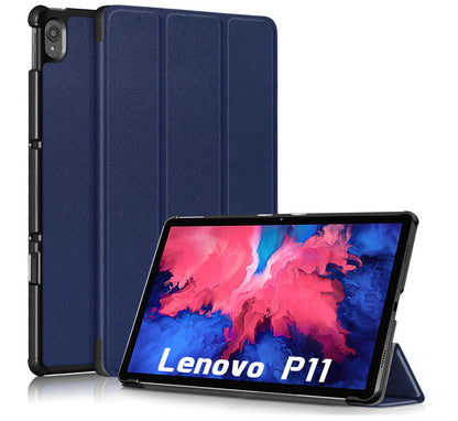 Tri-fold Caster Leather Lenovo Tab P11 (2021) Case Hard Shell Slim