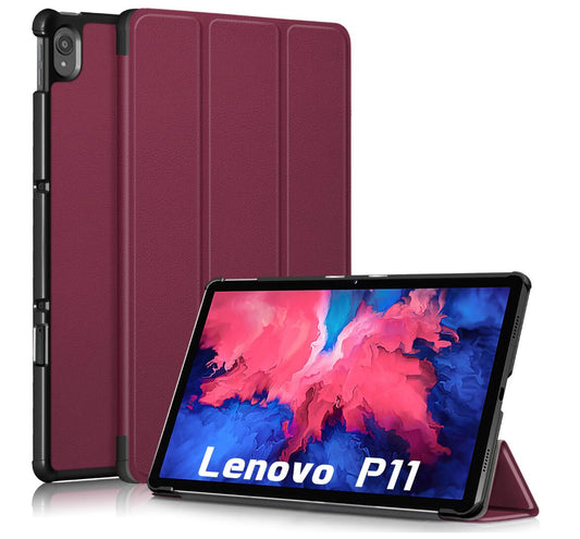 Tri-fold Caster Leather Lenovo Tab P11 (2021) Case Hard Shell Slim