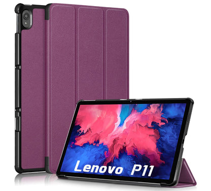 Tri-fold Caster Leather Lenovo Tab P11 (2021) Case Hard Shell Slim