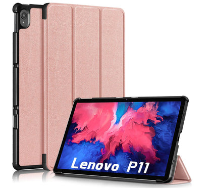 Tri-fold Caster Leather Lenovo Tab P11 (2021) Case Hard Shell Slim