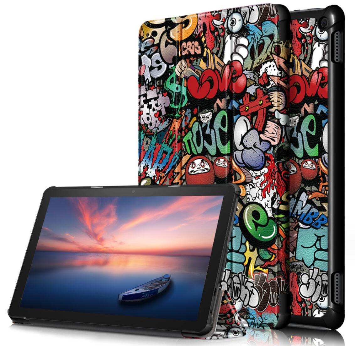 Tri-fold Caster Leather Kindle Fire HD 10 (2021) Case Hard Shell Slim