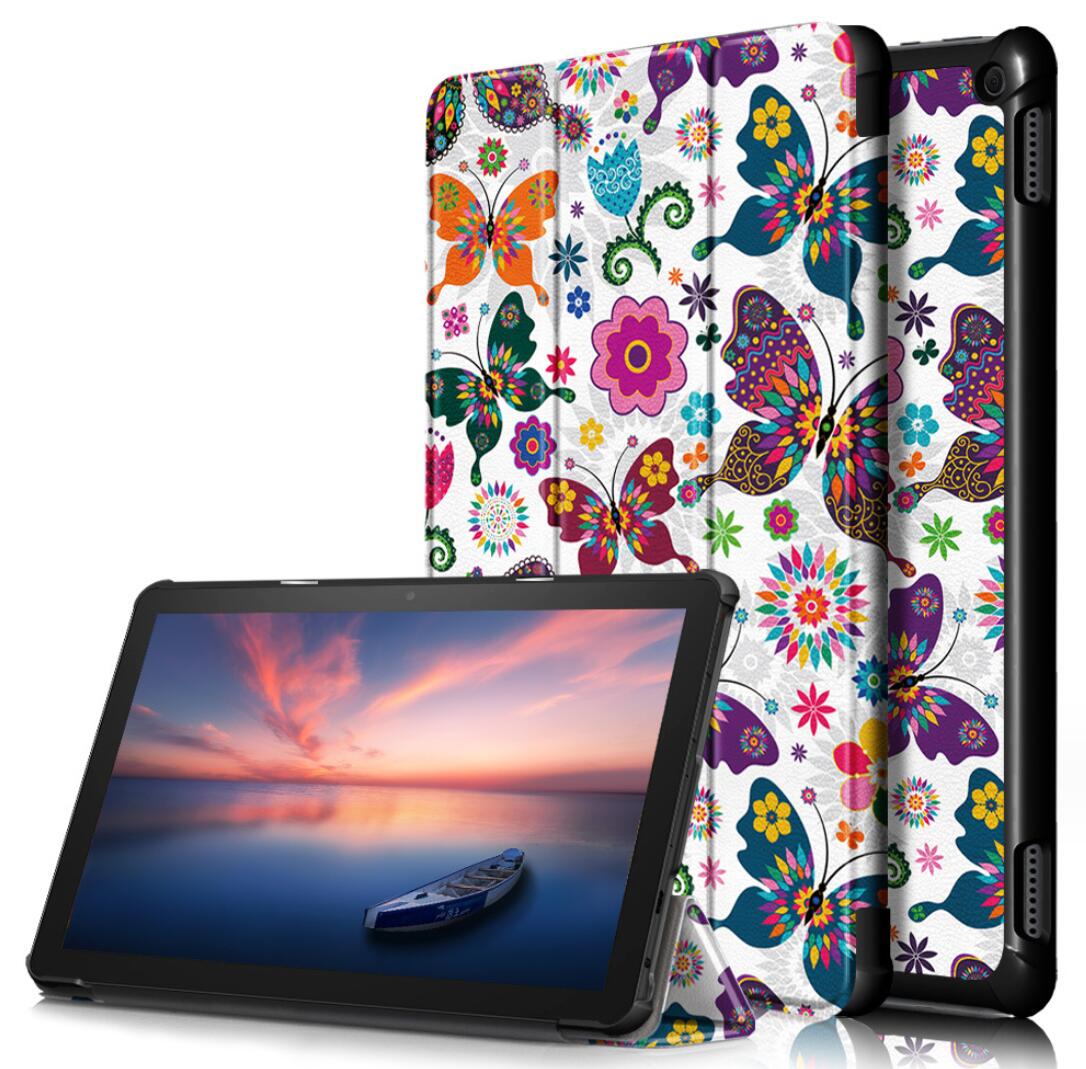 Tri-fold Caster Leather Kindle Fire HD 10 (2021) Case Hard Shell Slim