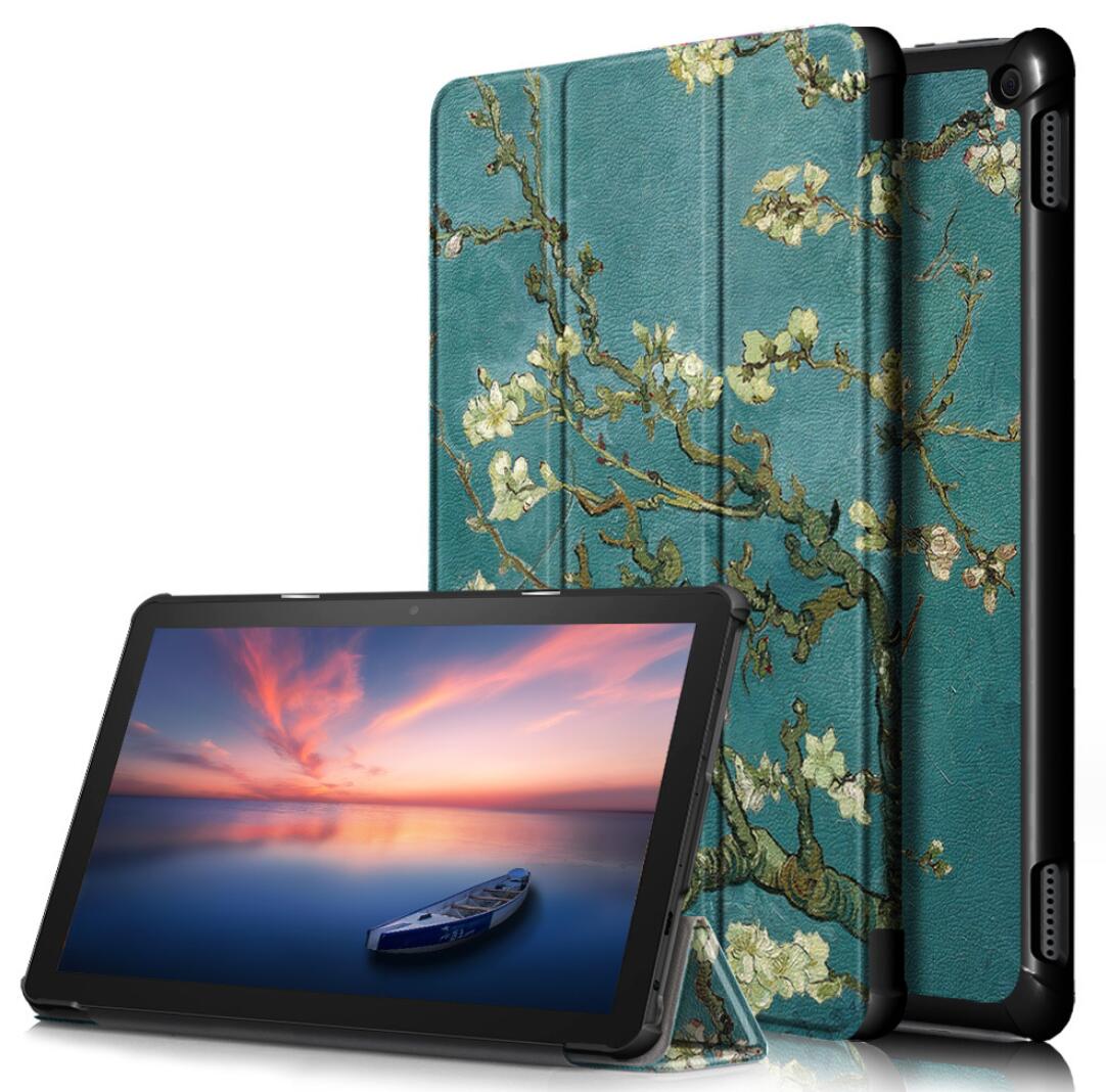 Tri-fold Caster Leather Kindle Fire HD 10 Plus (2021) Case Hard Shell