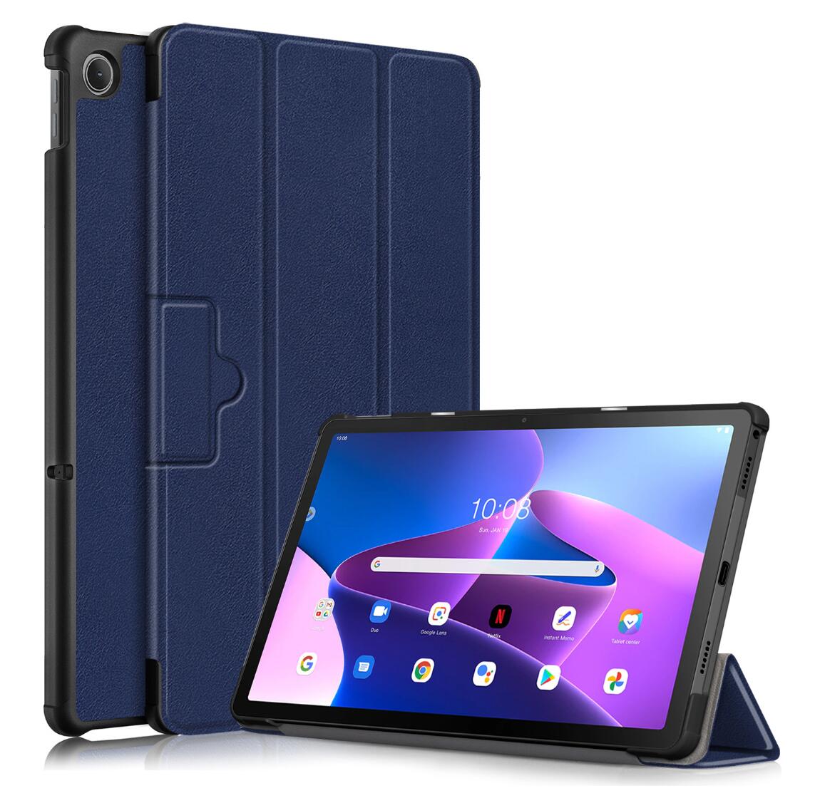 Tri-fold Caster Leather Lenovo Tab M10 Plus (2022) Case Hard Shell