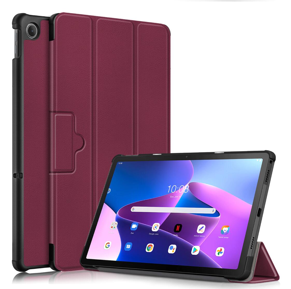 Tri-fold Caster Leather Lenovo Tab M10 Plus (2022) Case Hard Shell