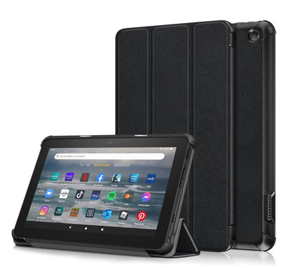 Tri-fold Caster Leather Kindle Fire 7 (2022) Case Hard Shell Slim