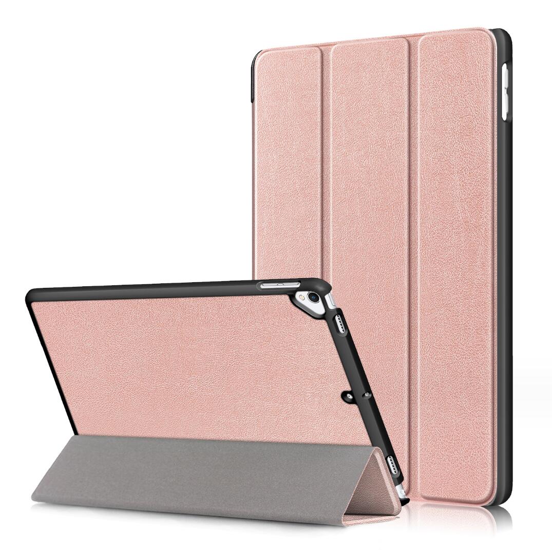 Tri-fold Caster Leather Apple iPad 7 Case Hard Shell Slim