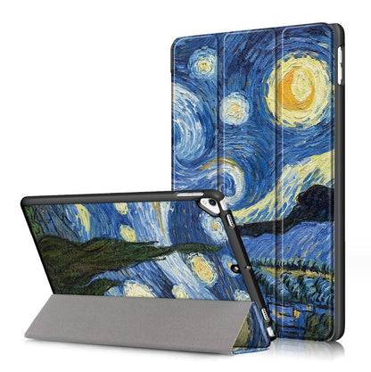 Tri-fold Caster Leather Apple iPad 7 Case Hard Shell Slim