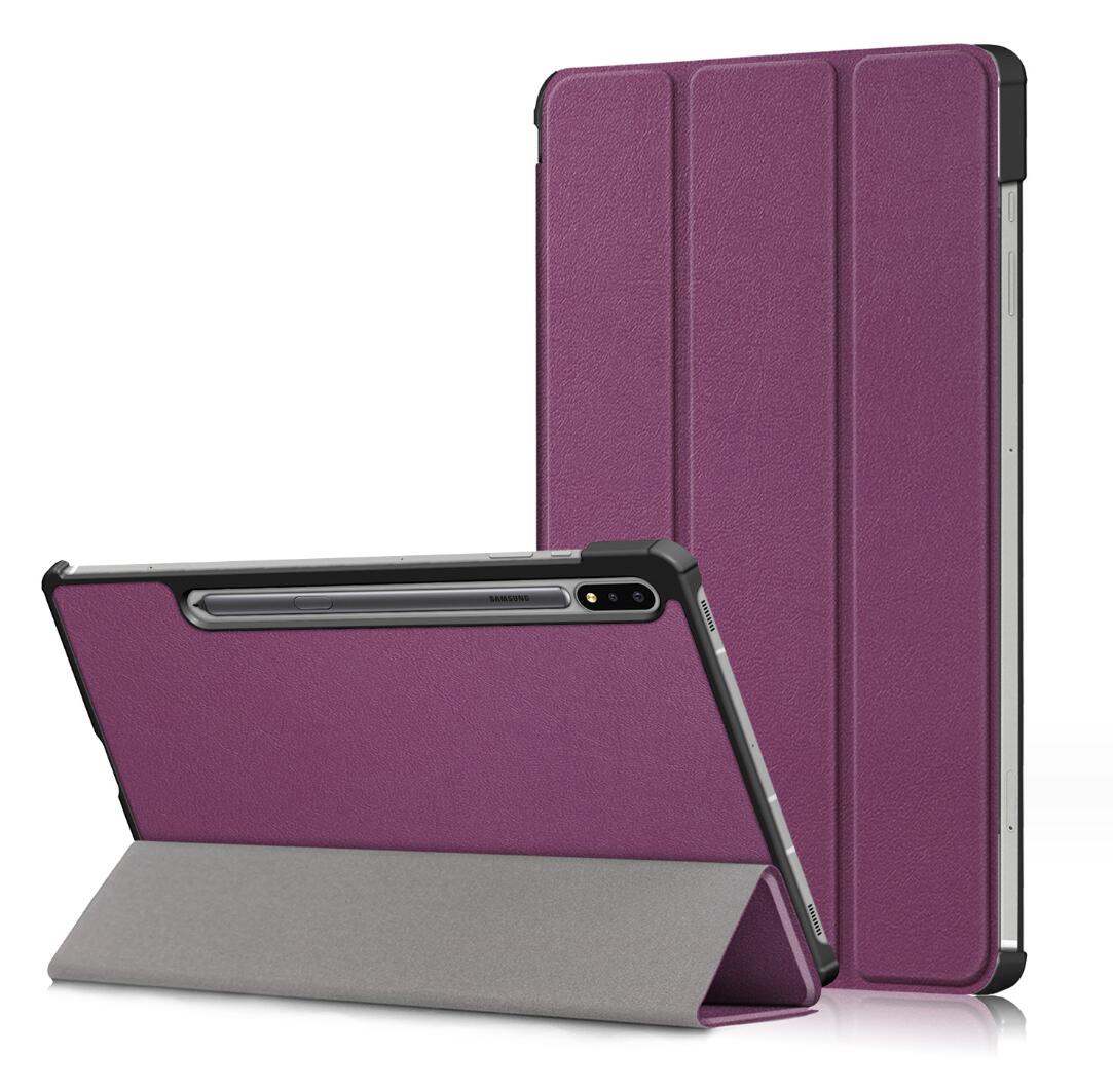 Tri-fold Caster Leather Samsung Galaxy Tab S7 Case Hard Shell Slim