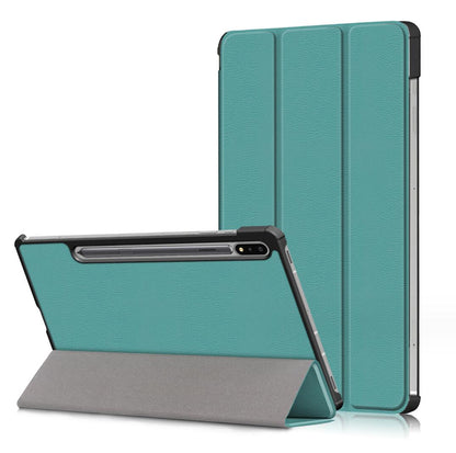 Tri-fold Caster Leather Samsung Galaxy Tab S7 Case Hard Shell Slim