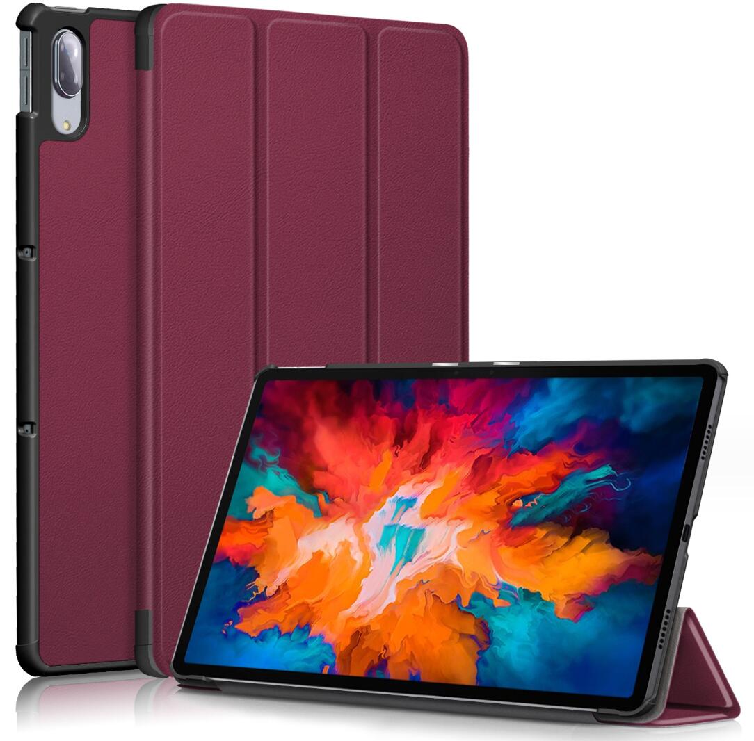 Tri-fold Caster Leather Lenovo Tab P11 Pro (2021) Case Hard Shell Slim