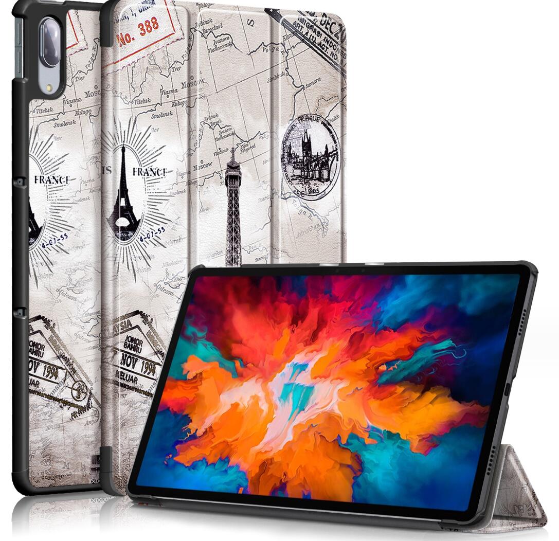 Tri-fold Caster Leather Lenovo Tab P11 Pro (2021) Case Hard Shell Slim