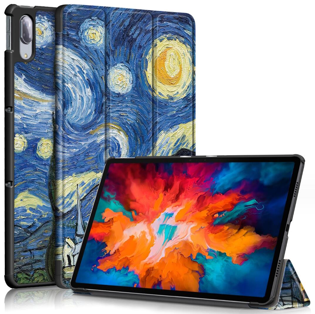 Tri-fold Caster Leather Lenovo Tab P11 Pro (2021) Case Hard Shell Slim