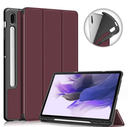 Soft TPU Combo Leather Samsung Galaxy Tab S7 FE Case Tri-fold Stand