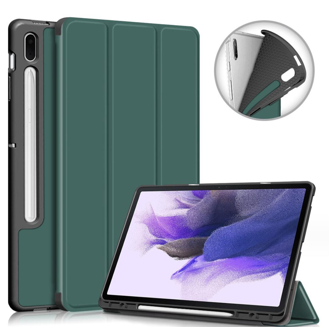 Soft TPU Combo Leather Samsung Galaxy Tab S7 FE Case Tri-fold Stand