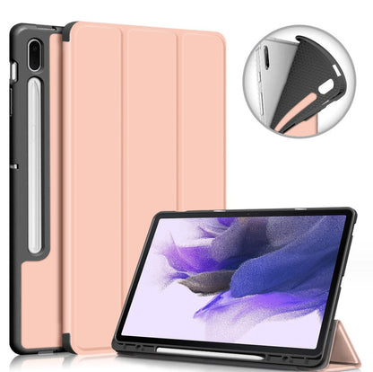 Soft TPU Combo Leather Samsung Galaxy Tab S7 FE Case Tri-fold Stand