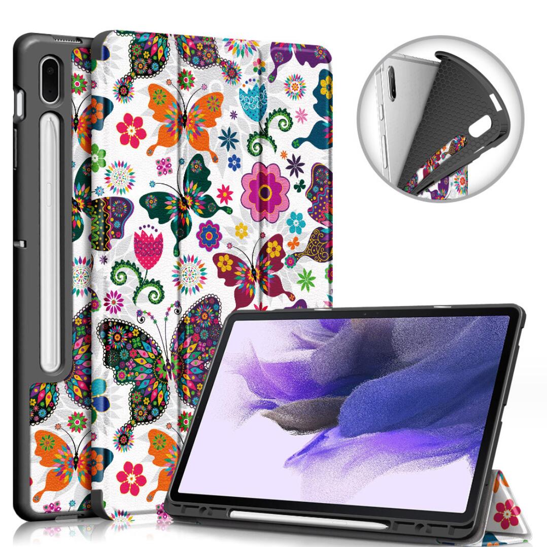 Soft TPU Combo Leather Samsung Galaxy Tab S7 FE Case Tri-fold Stand