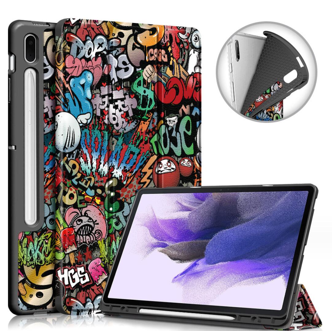 Soft TPU Combo Leather Samsung Galaxy Tab S7 FE Case Tri-fold Stand