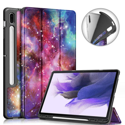 Soft TPU Combo Leather Samsung Galaxy Tab S7 FE Case Tri-fold Stand