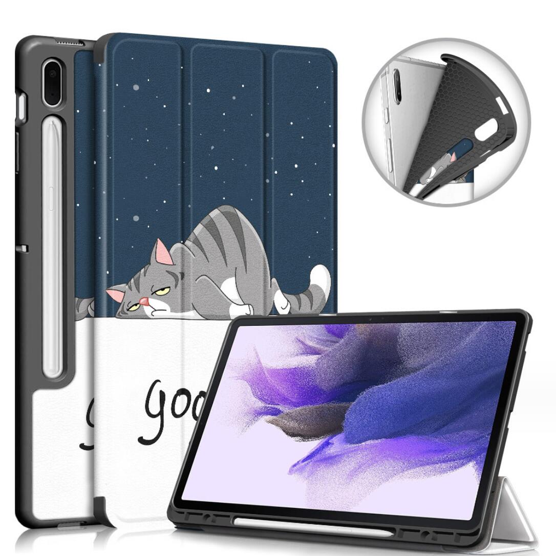 Soft TPU Combo Leather Samsung Galaxy Tab S7 FE Case Tri-fold Stand