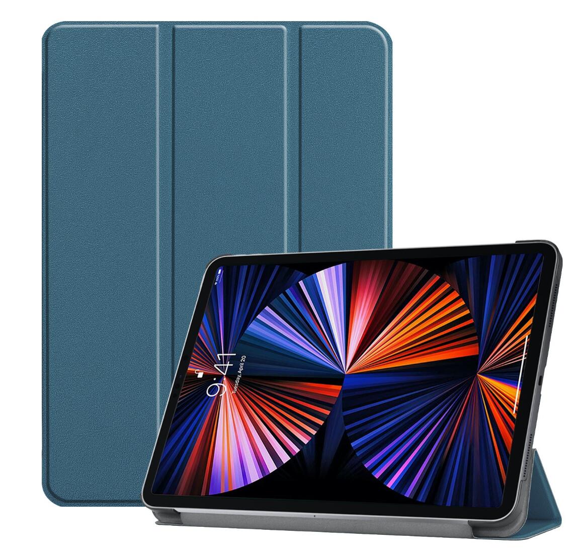 Tri-fold Caster Leather iPad Pro 12.9 (2021) Case Hard Shell Slim