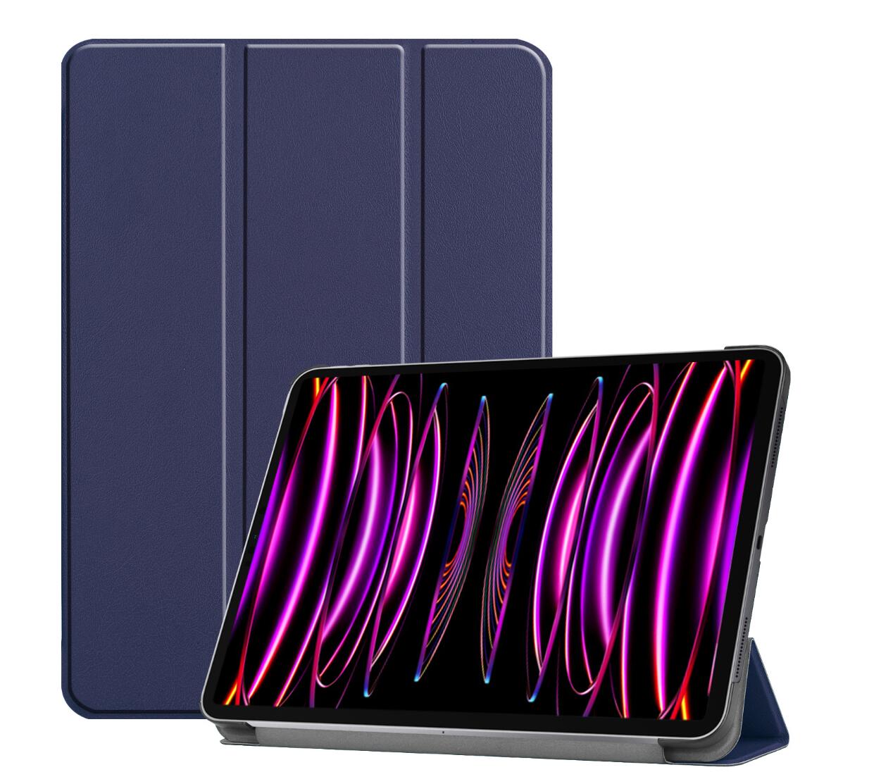 Tri-fold Caster Leather iPad Pro 12.9 (2022) Case Hard Shell Slim