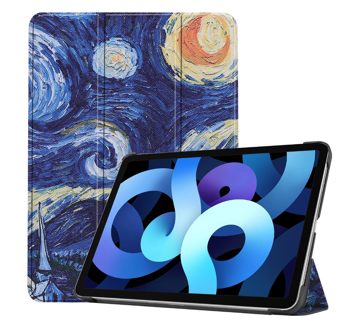 Tri-fold Caster Leather Apple iPad Air 4 Case Hard Shell Slim