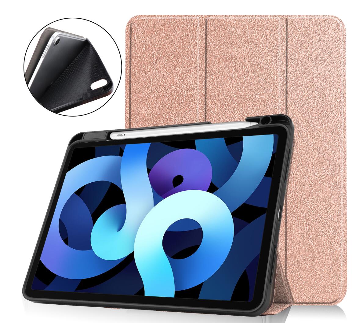 Soft TPU Combo Leather Apple iPad Air 4 Case Tri-fold Stand