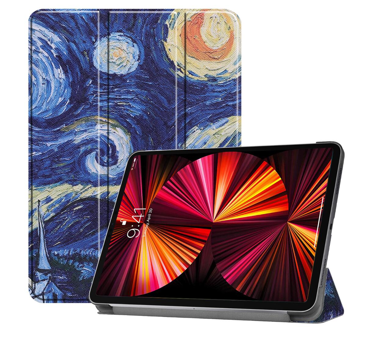 Tri-fold Caster Leather Apple iPad Pro 11 (2018) Case Hard Shell Slim