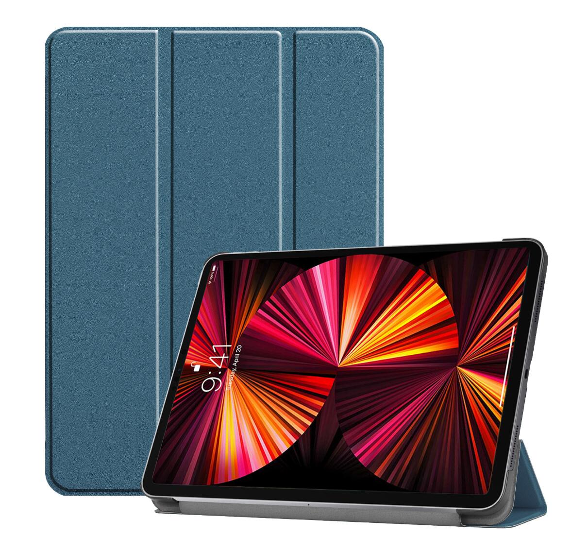 Tri-fold Caster Leather Apple iPad Pro 11 (2021) Case Hard Shell Slim