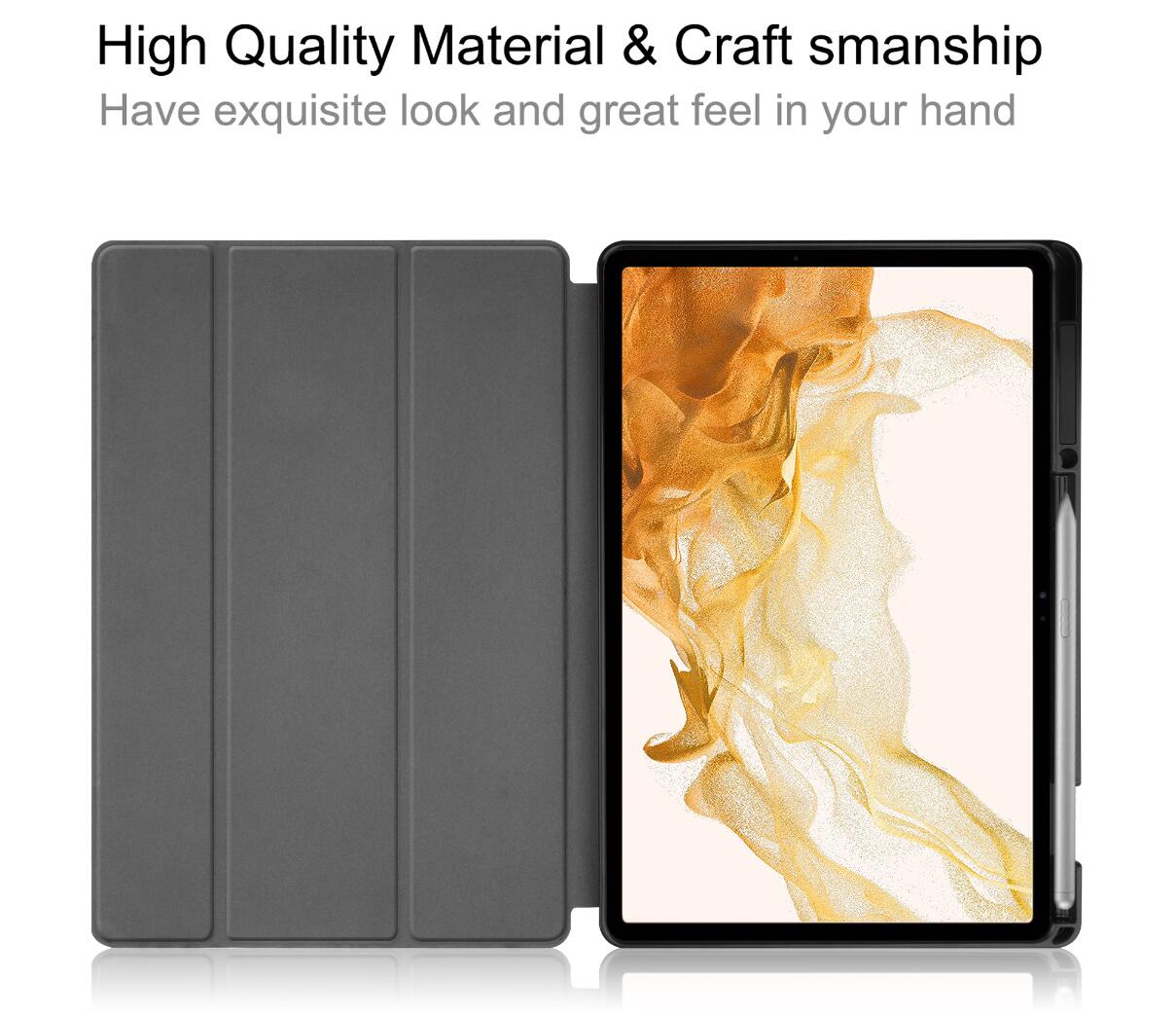 Soft TPU Combo Leather Samsung Galaxy Tab S8+ Case Tri-fold Stand