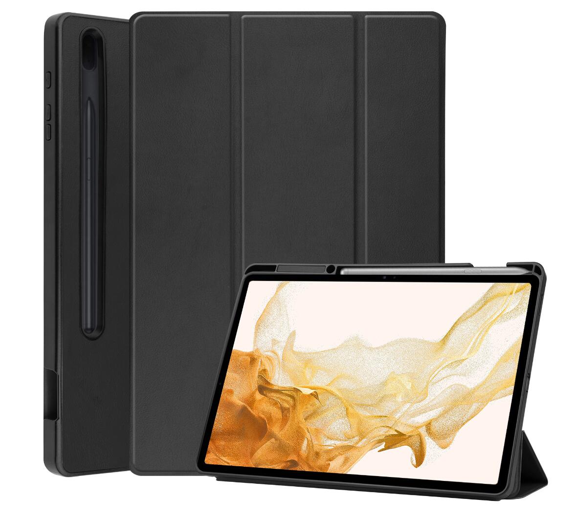 Soft TPU Combo Leather Samsung Galaxy Tab S8+ Case Tri-fold Stand