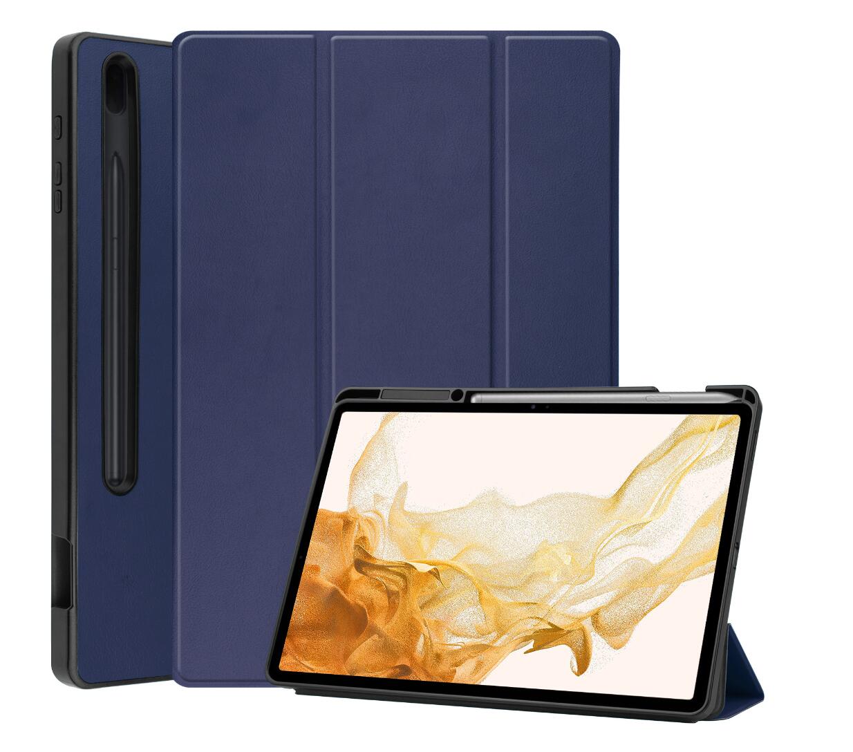 Soft TPU Combo Leather Samsung Galaxy Tab S8+ Case Tri-fold Stand