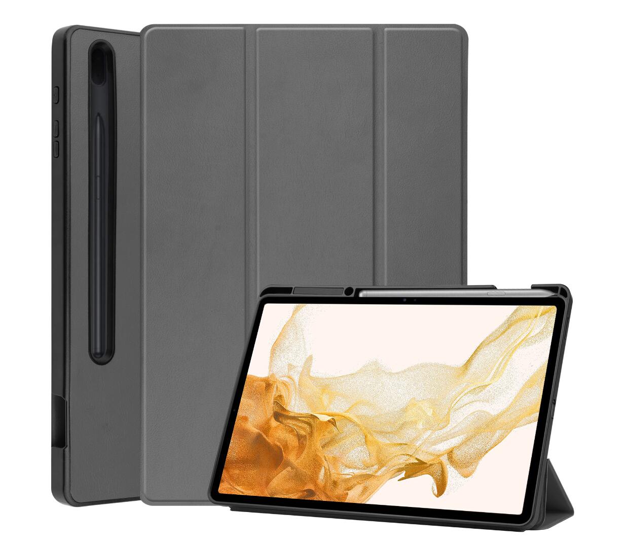 Soft TPU Combo Leather Samsung Galaxy Tab S8+ Case Tri-fold Stand