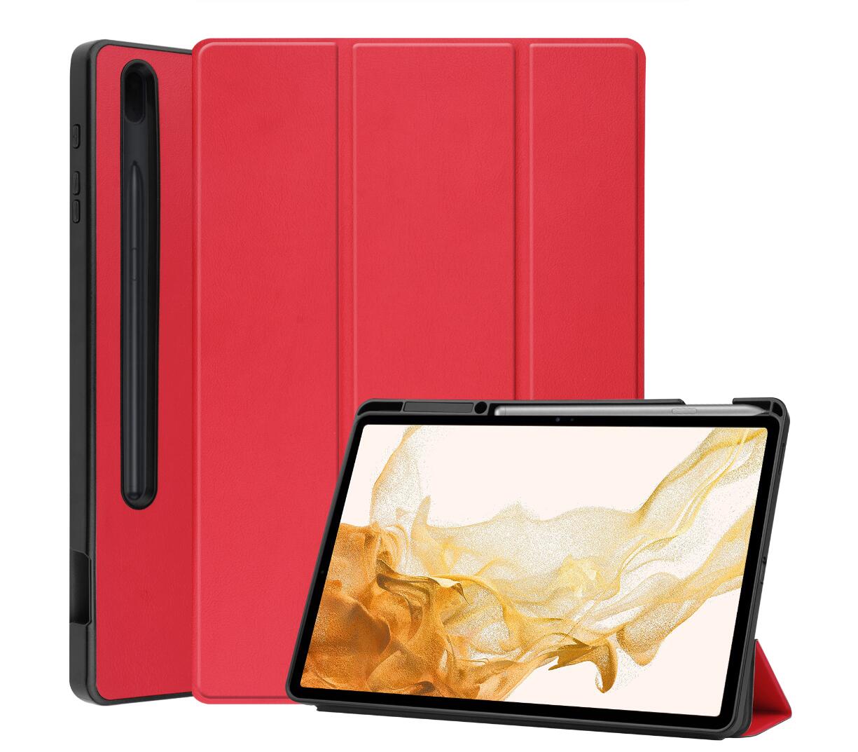 Soft TPU Combo Leather Samsung Galaxy Tab S8+ Case Tri-fold Stand