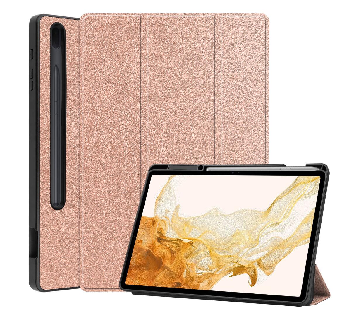 Soft TPU Combo Leather Samsung Galaxy Tab S8+ Case Tri-fold Stand