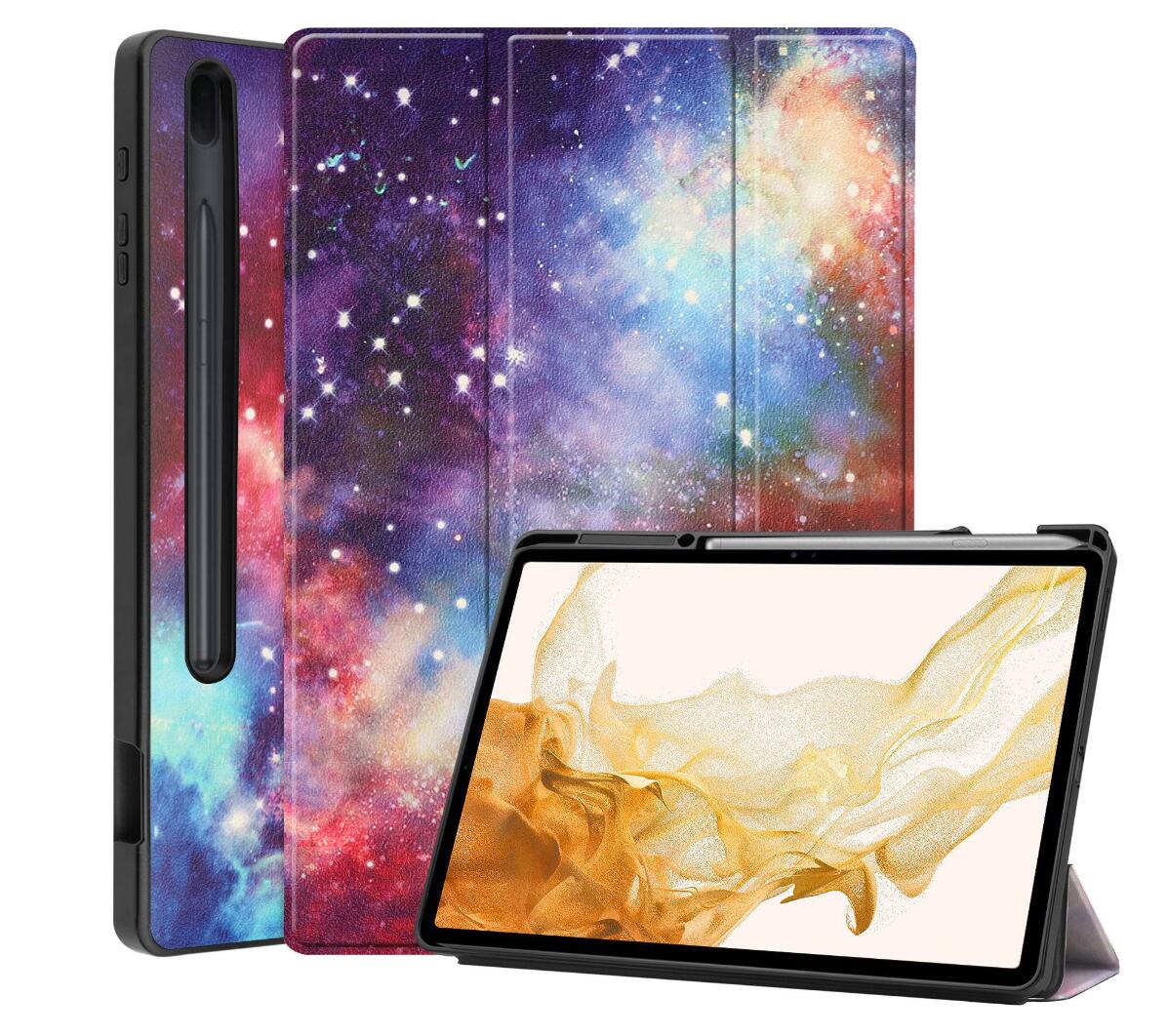 Soft TPU Combo Leather Samsung Galaxy Tab S8+ Case Tri-fold Stand