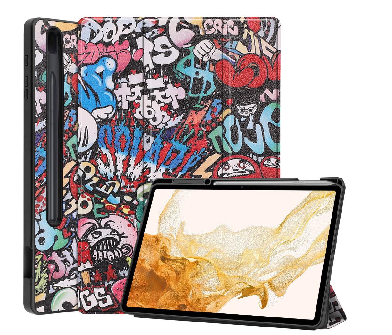 Soft TPU Combo Leather Samsung Galaxy Tab S8+ Case Tri-fold Stand