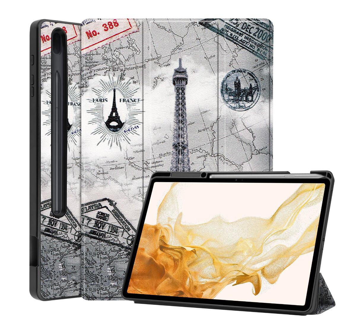 Soft TPU Combo Leather Samsung Galaxy Tab S8+ Case Tri-fold Stand