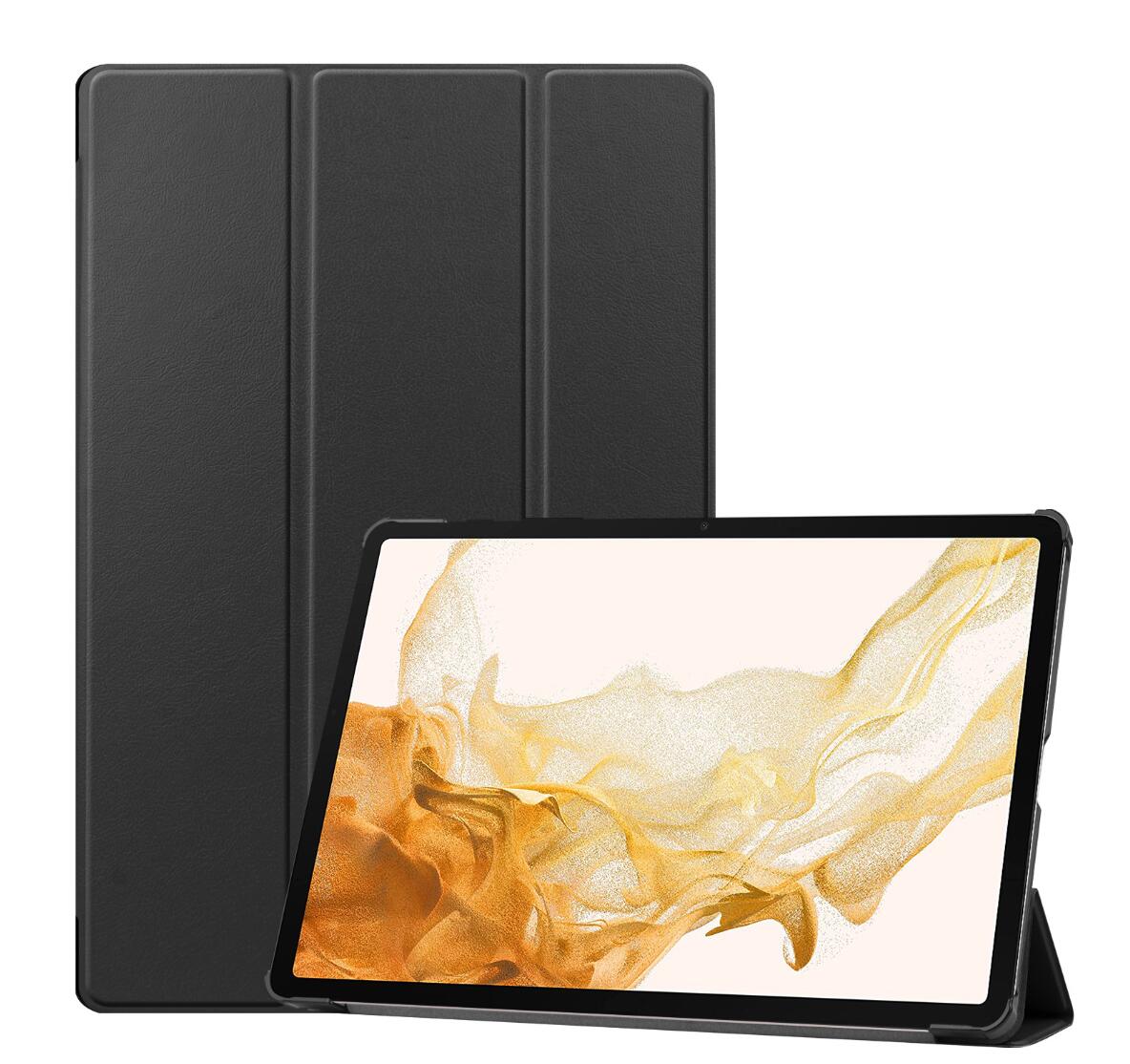 Tri-fold Caster Leather Samsung Galaxy Tab S8+ Case Hard Shell Slim