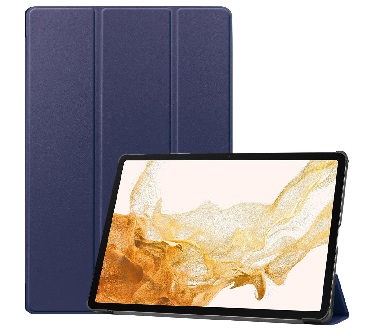 Tri-fold Caster Leather Samsung Galaxy Tab S8+ Case Hard Shell Slim