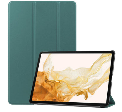 Tri-fold Caster Leather Samsung Galaxy Tab S8+ Case Hard Shell Slim