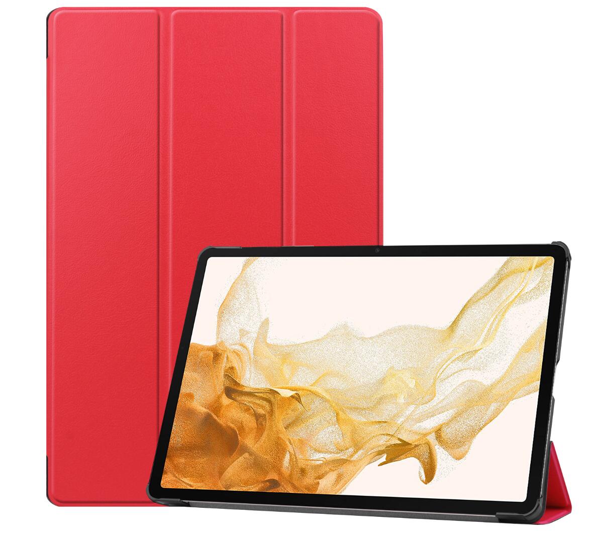 Tri-fold Caster Leather Samsung Galaxy Tab S8+ Case Hard Shell Slim