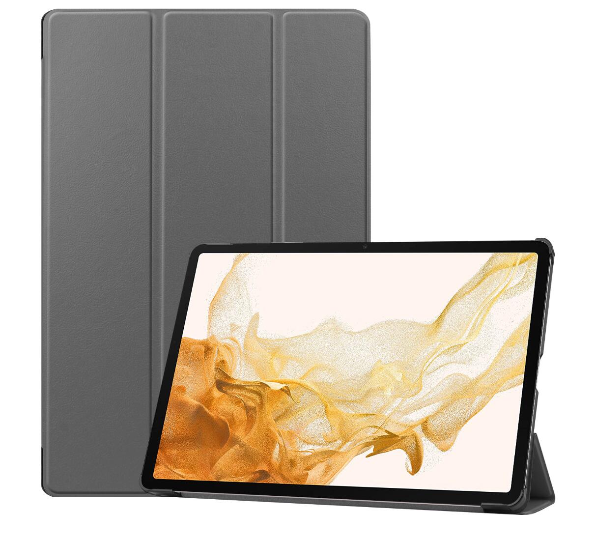 Tri-fold Caster Leather Samsung Galaxy Tab S8+ Case Hard Shell Slim