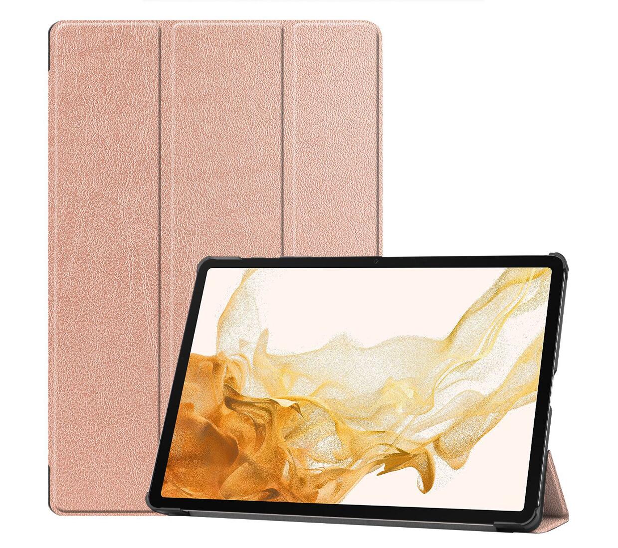 Tri-fold Caster Leather Samsung Galaxy Tab S8+ Case Hard Shell Slim