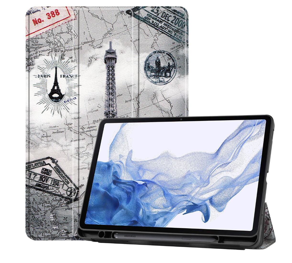 Soft TPU Combo Leather Samsung Galaxy Tab S8 Case Tri-fold Stand