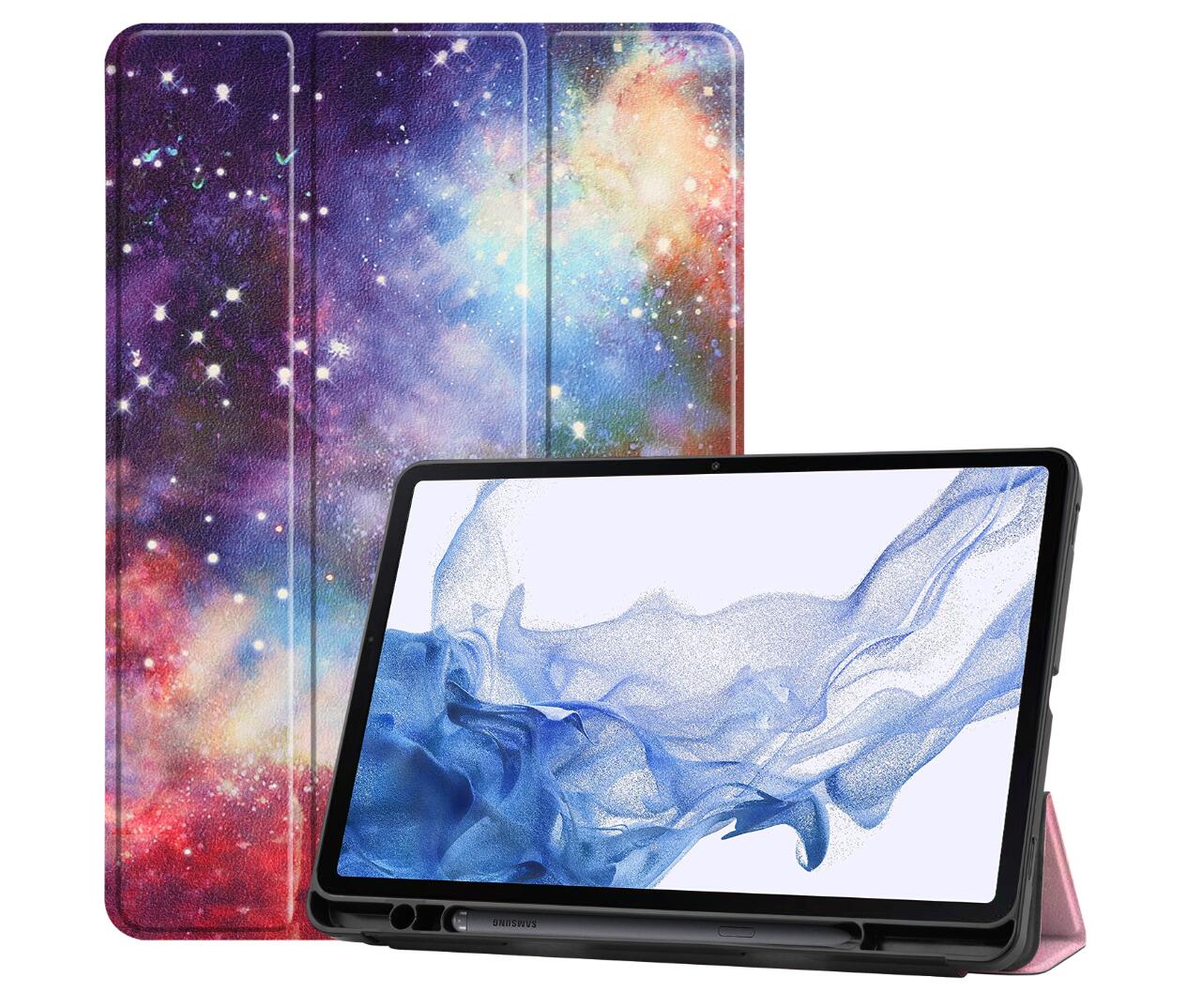 Soft TPU Combo Leather Samsung Galaxy Tab S8 Case Tri-fold Stand